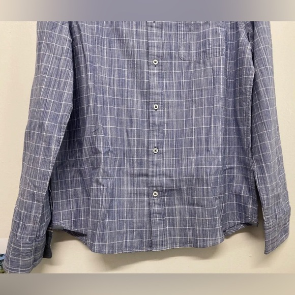 Flag & Anthem Mens Plaid Shirt Button Up Medium White Navy Blue Long Sleeve NWT - Picture 5 of 12